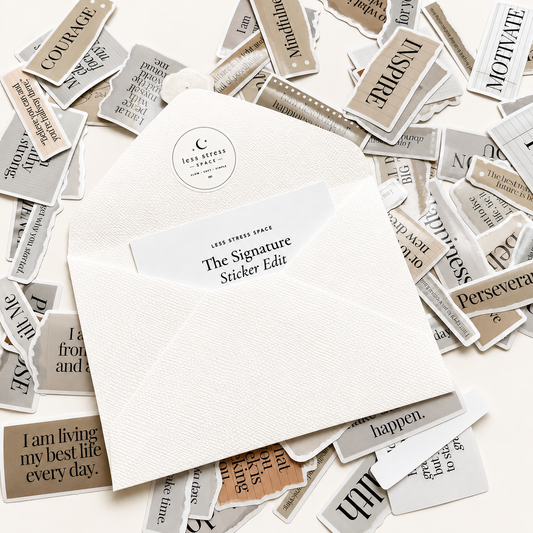 The Signature Sticker Edit | 50 Neutral Vinyl Affirmation Stickers