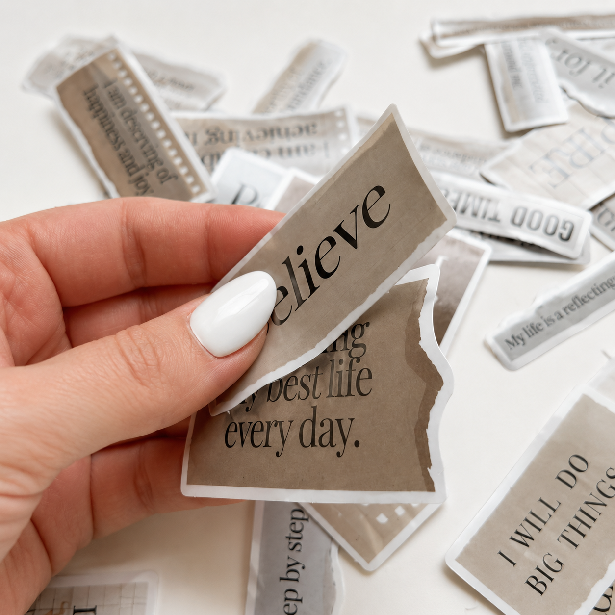 The Signature Sticker Edit | 50 Neutral Vinyl Affirmation Stickers