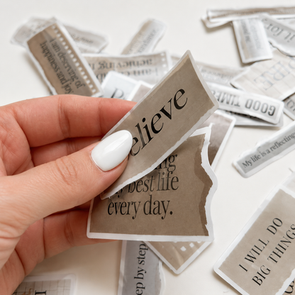 The Signature Sticker Edit | 50 Neutral Vinyl Affirmation Stickers
