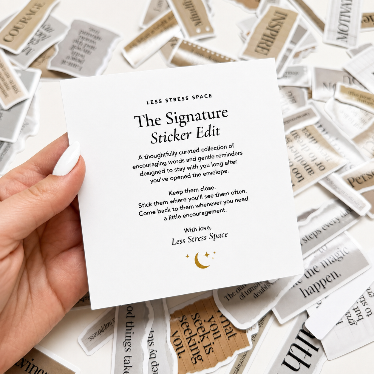The Signature Sticker Edit | 50 Neutral Vinyl Affirmation Stickers