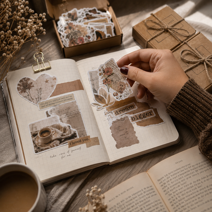 The Vintage Sticker Keepsake Box | 50-Piece Journaling Sticker Set