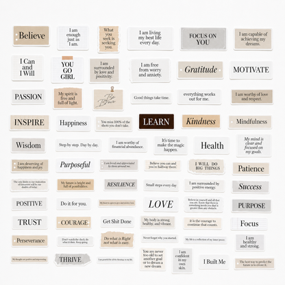 The Signature Sticker Edit | 50 Neutral Vinyl Affirmation Stickers