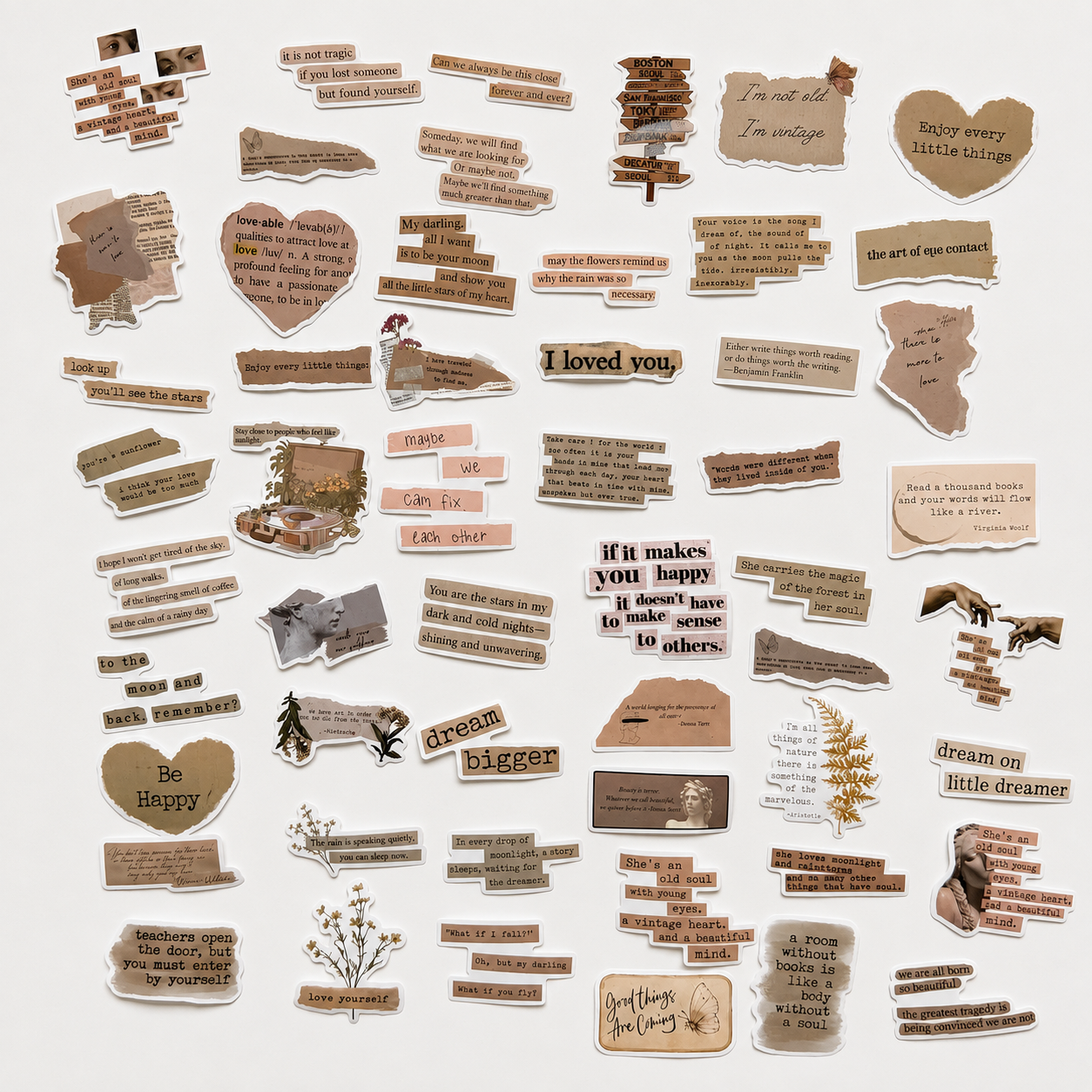 The Vintage Sticker Keepsake Box | 50-Piece Journaling Sticker Set